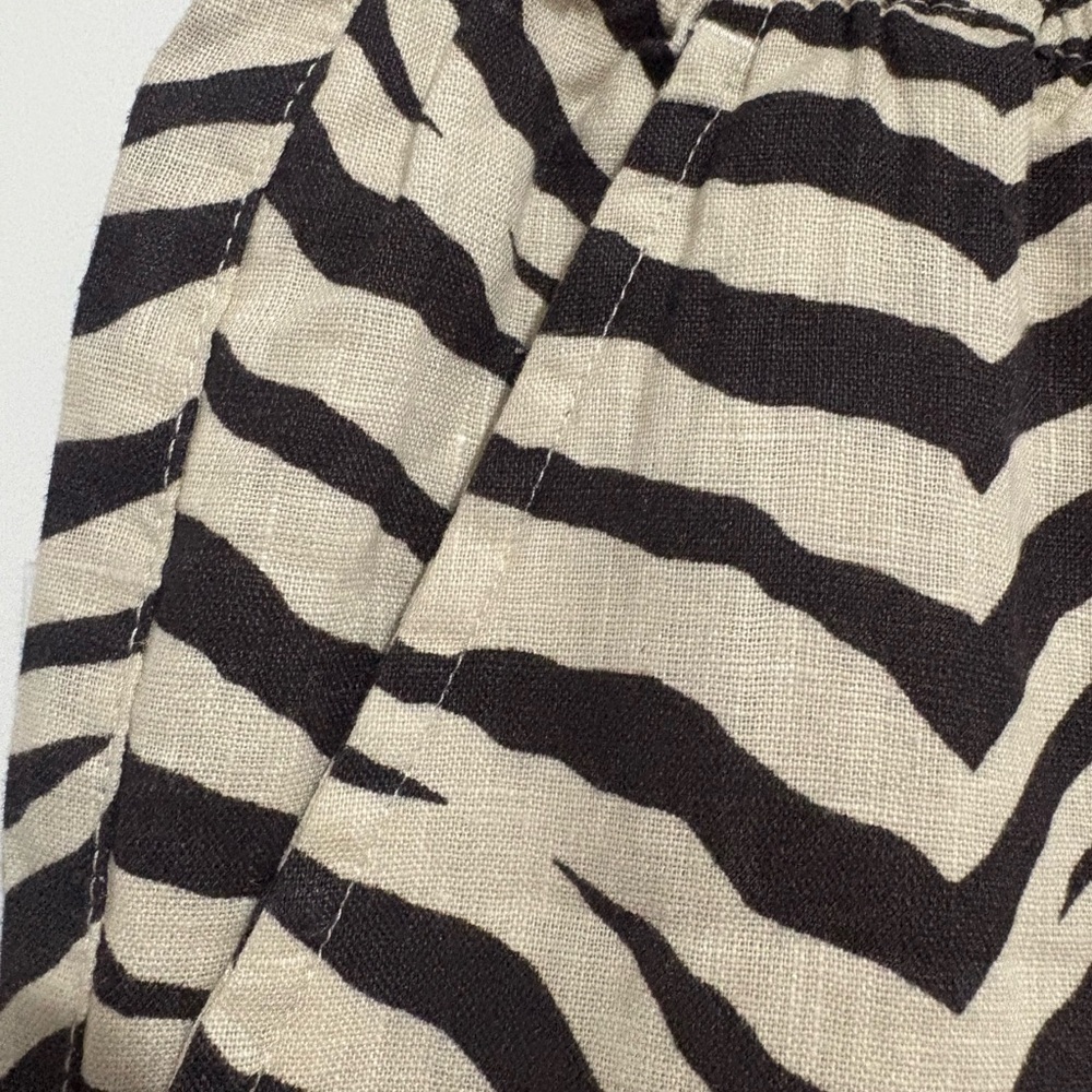 NWT Tahari Linen Zebra Print Wide-Leg Pants - Picture 3 of 4